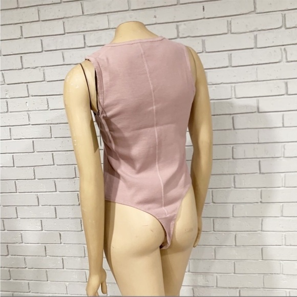 AllSaints Alysia Zip Front Pink Bodysuit - Picture 3 of 4
